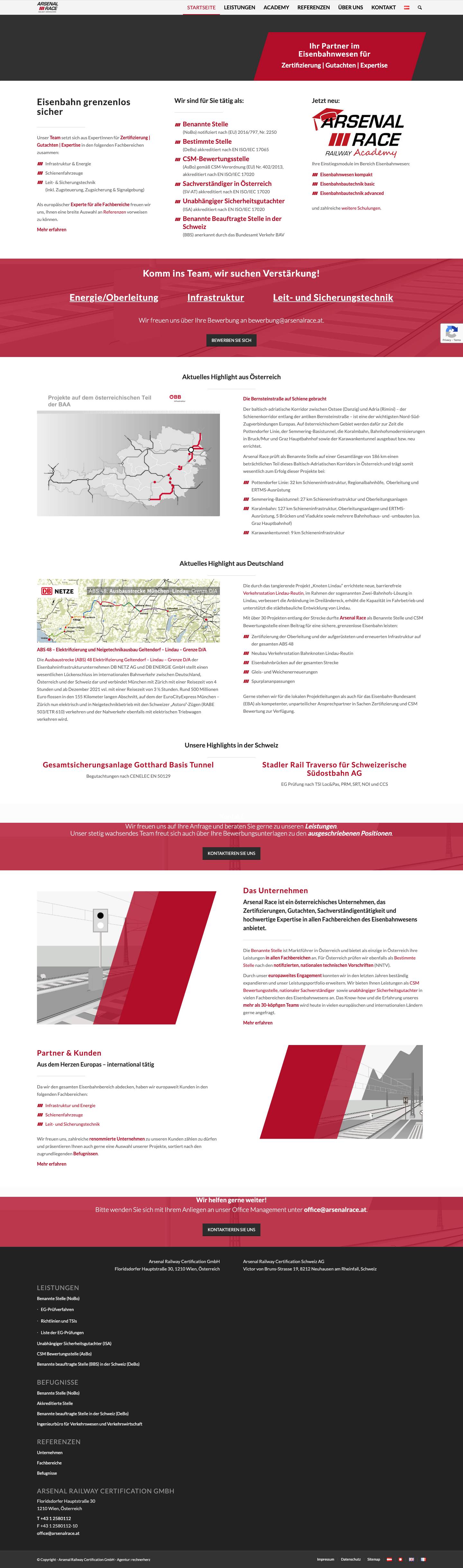 Arsenal Railway Certification GmbH - Full Screenshot