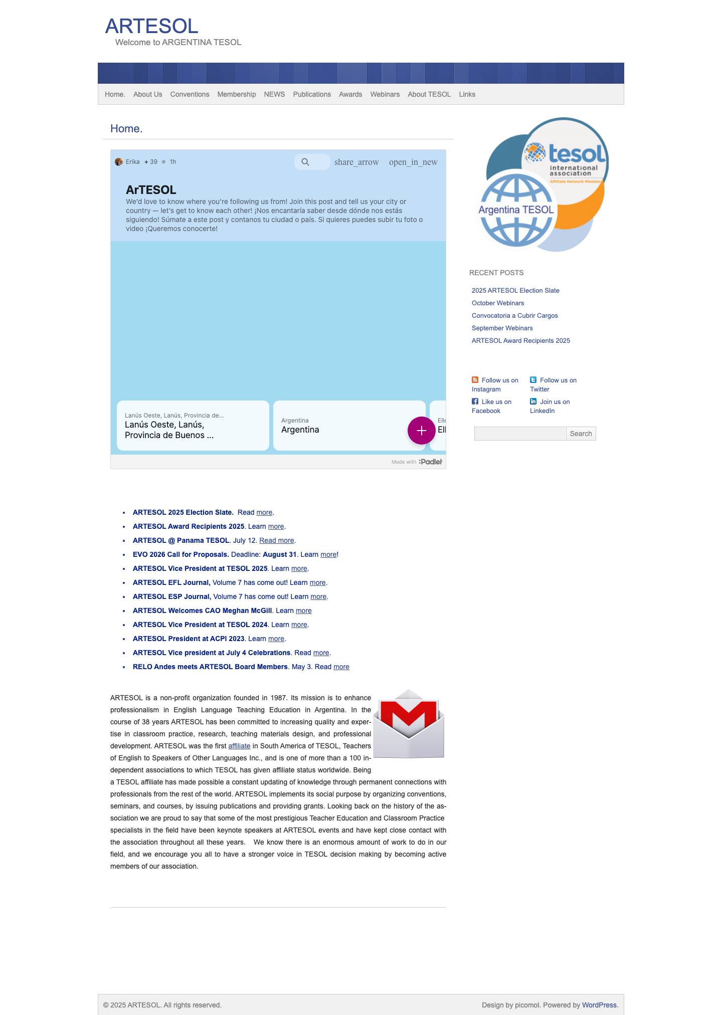ARTESOL | Welcome to ARGENTINA TESOL - Full Screenshot