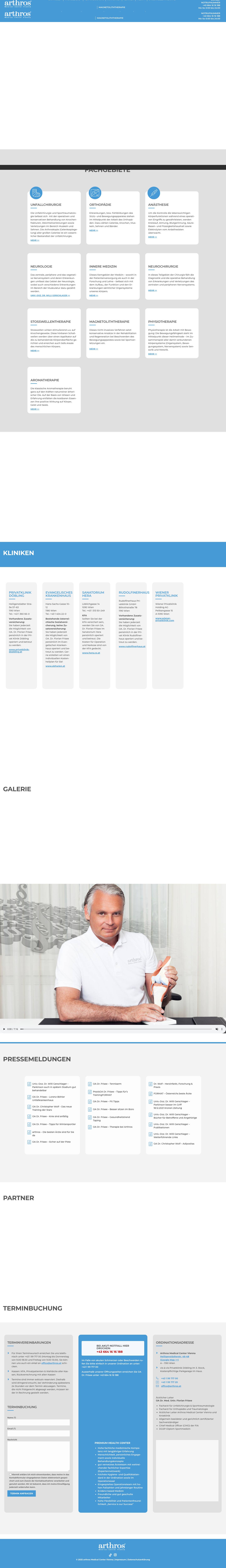 arthros – Medical Center Vienna - Full Screenshot