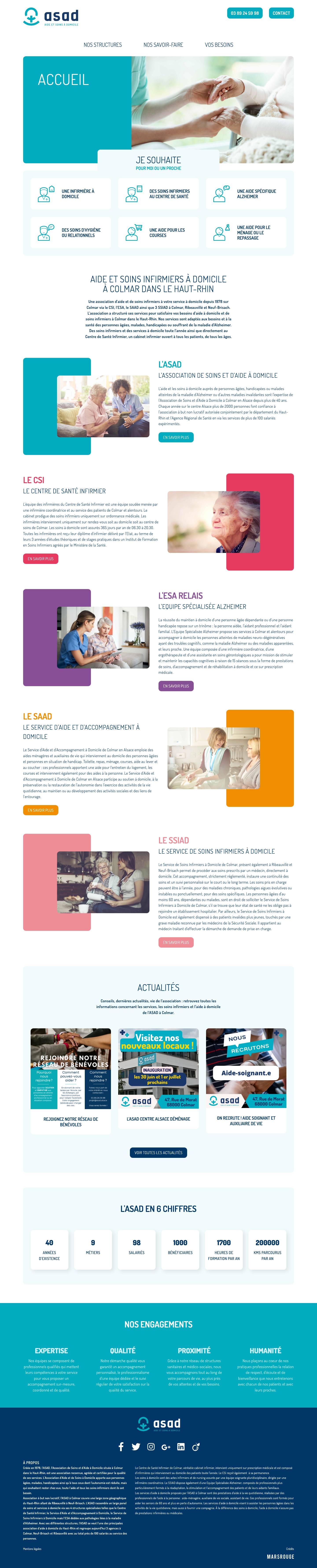 L'ASAD à Colmar, services de soins infirmiers & aide à domicile, Haut-Rhin - Full Screenshot