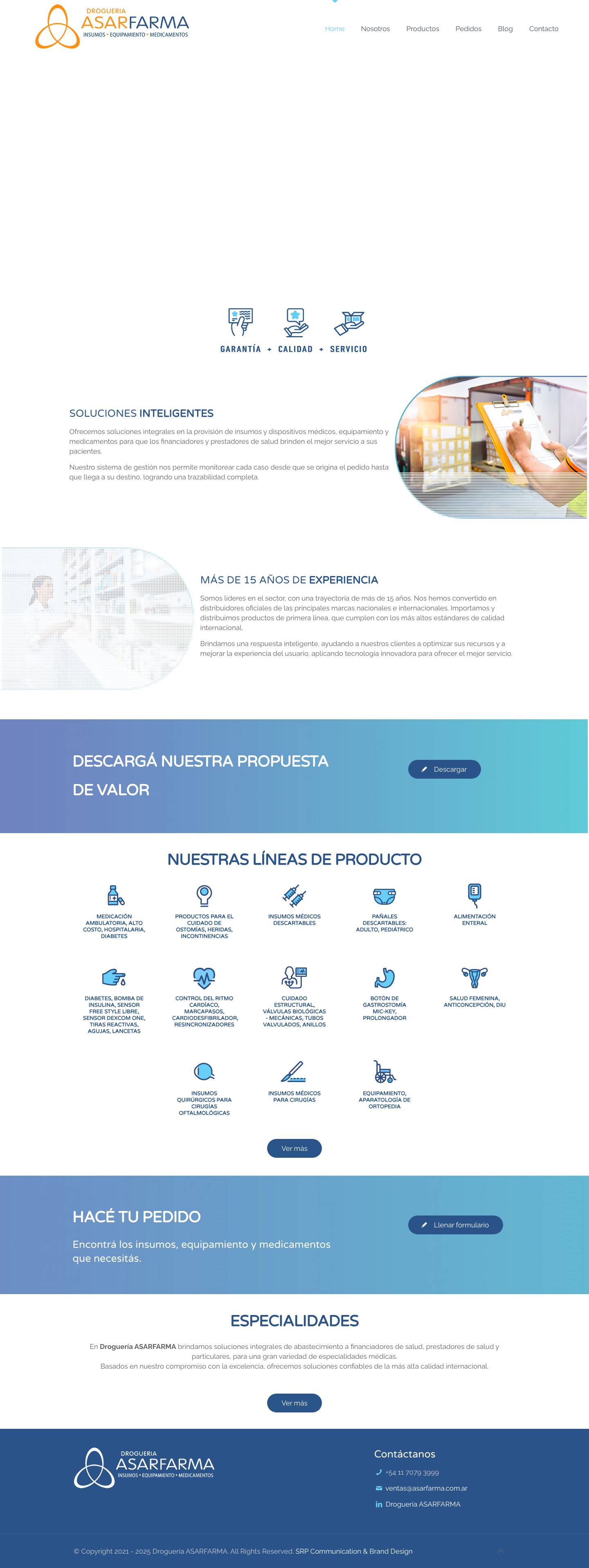 Droguería ASARFARMA | Insumos · Equipamiento · Medicamentos - Full Screenshot