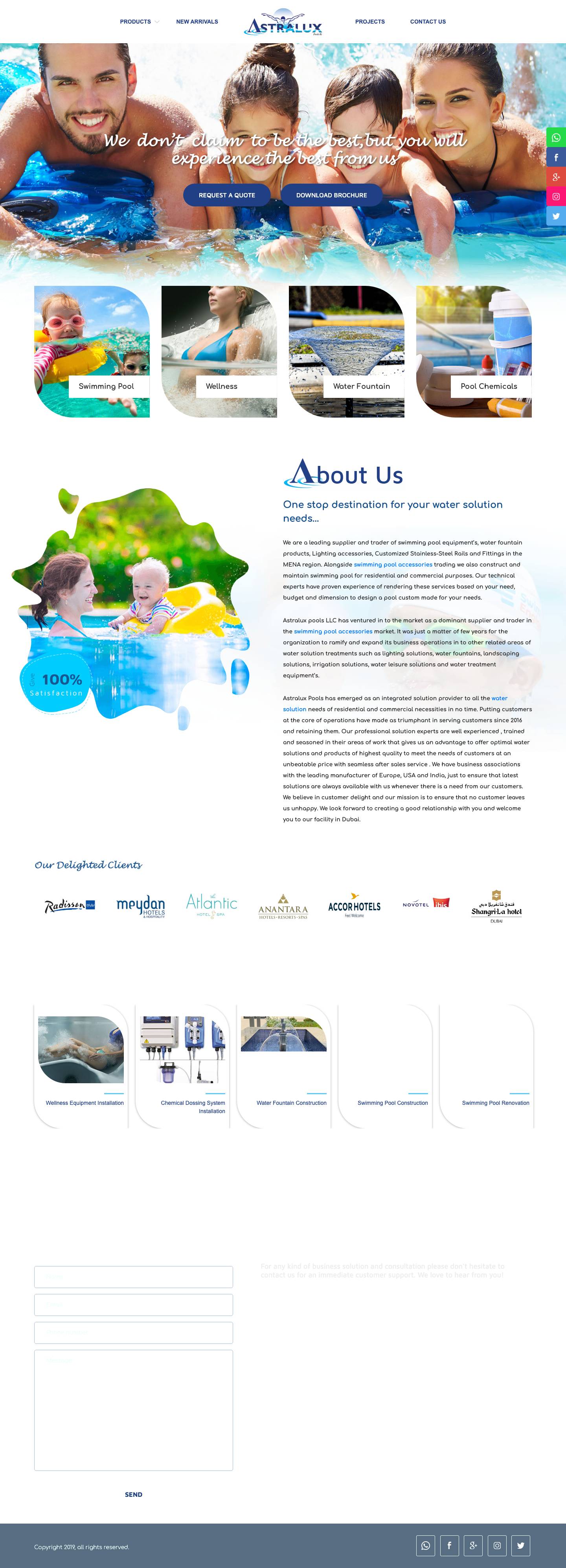 Astralpool Supplier in Dubai | Swimming Pool Products Supplier: Astralux - Full Screenshot