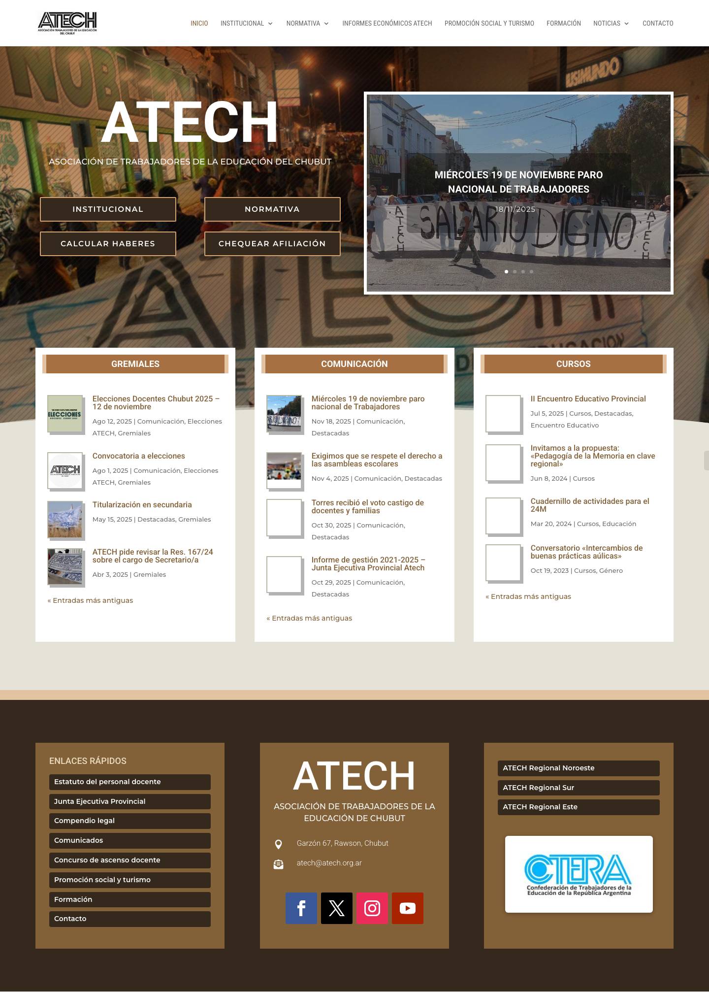 ATECH Chubut | Asociación de Trabajadores de la Educación del Chubut - Full Screenshot