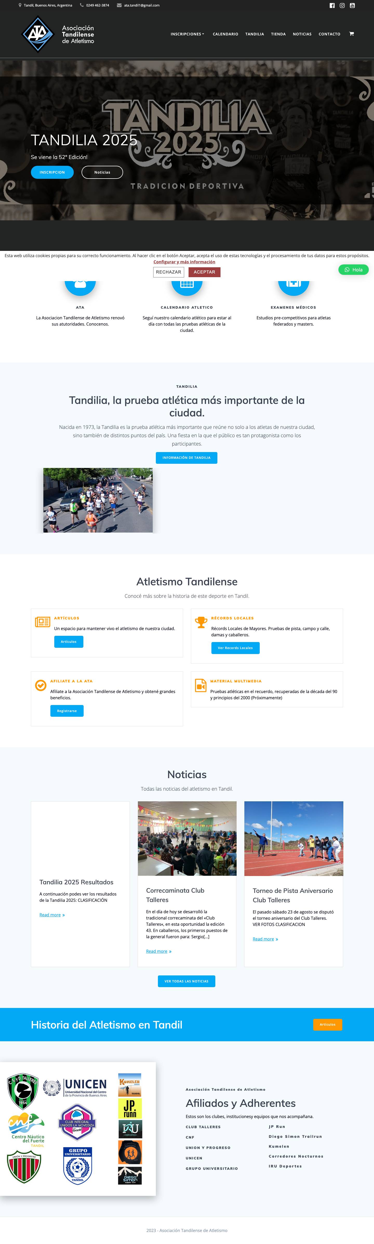 Atletismo Tandil - Asociación Tandilense de Atletismo - Full Screenshot
