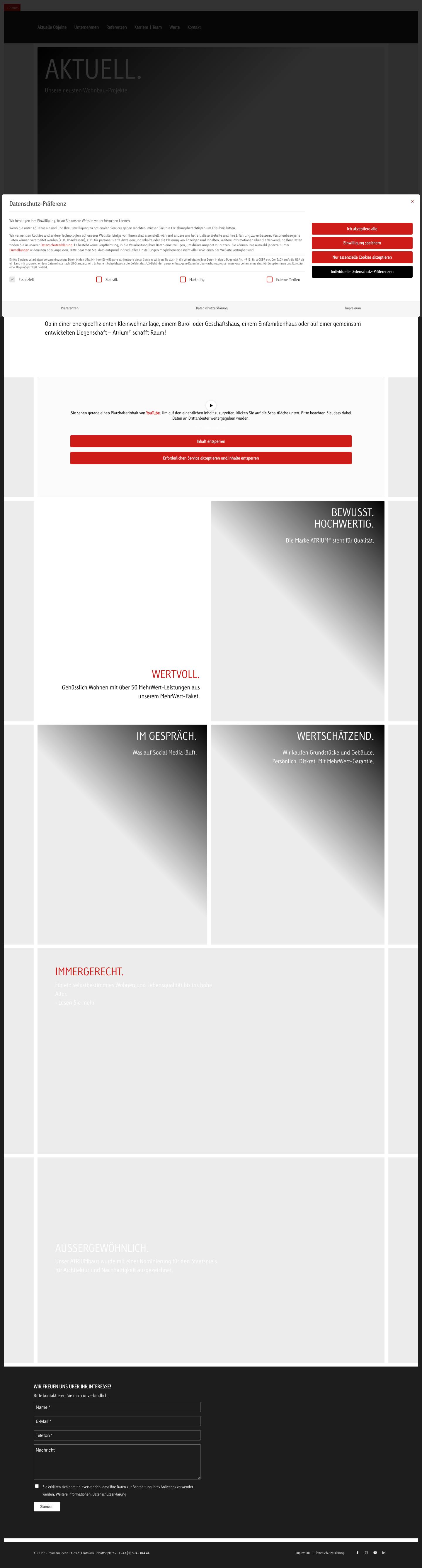 ATRIUM Architektur - Projektentwicklung - Wohnbau - Immobilien - Full Screenshot