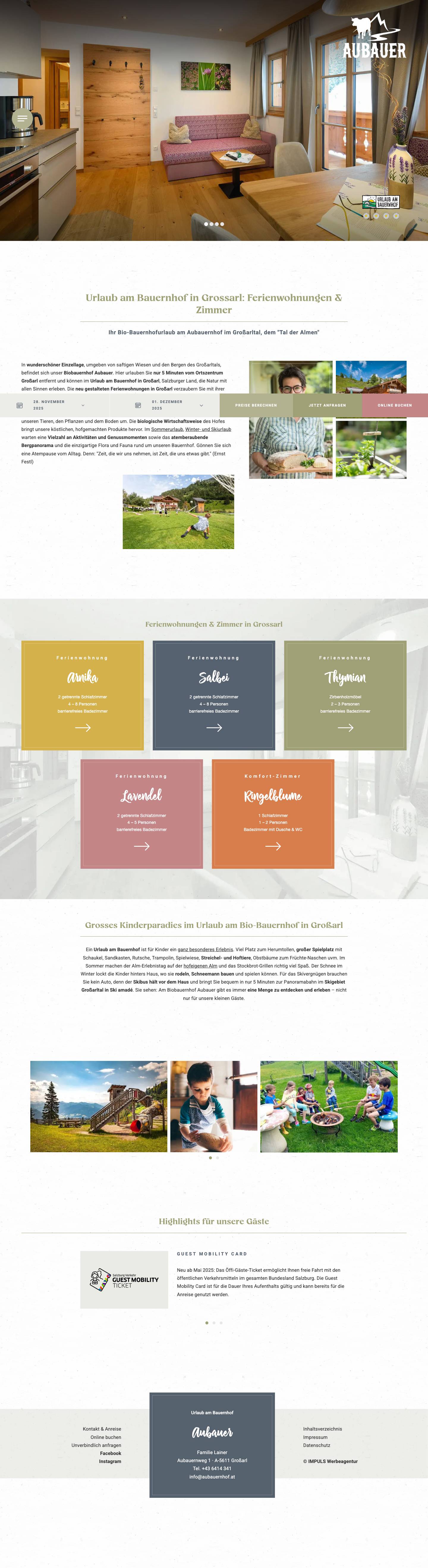 Ferienwohnungen in Großarl: Urlaub auf dem Bauernhof, Großarltal - Full Screenshot