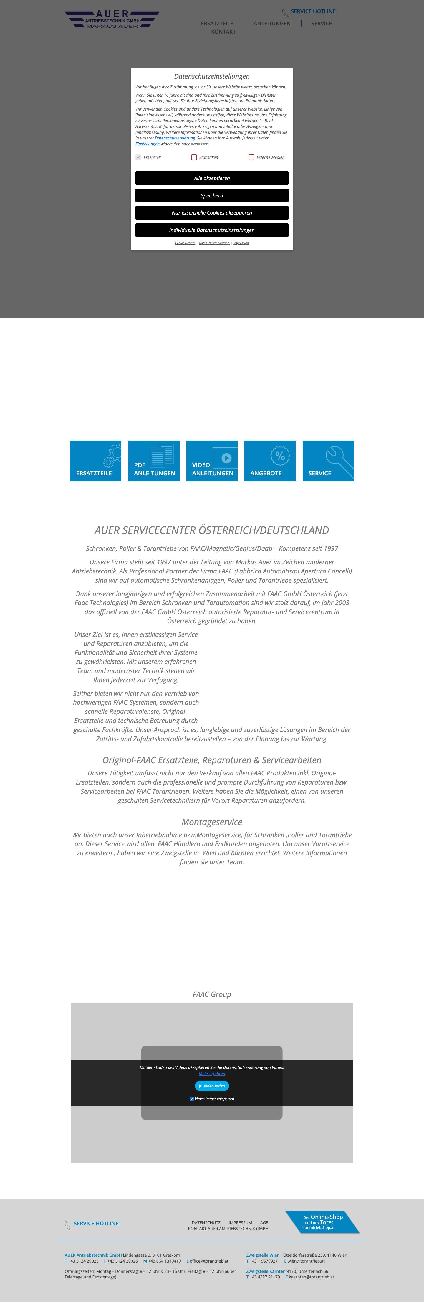 Auer Antriebstechnik – Torantrieb, Schranken, Parksysteme und Poller - Full Screenshot