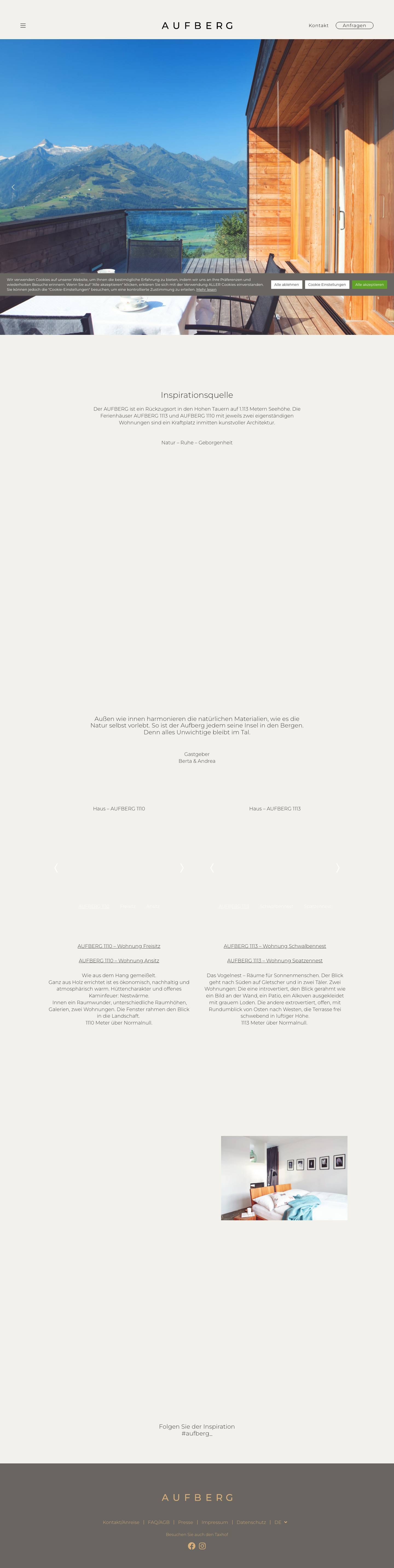 Home | AUFBERG | Architektur Ferienhaus in Zell am See - Kaprun - Full Screenshot