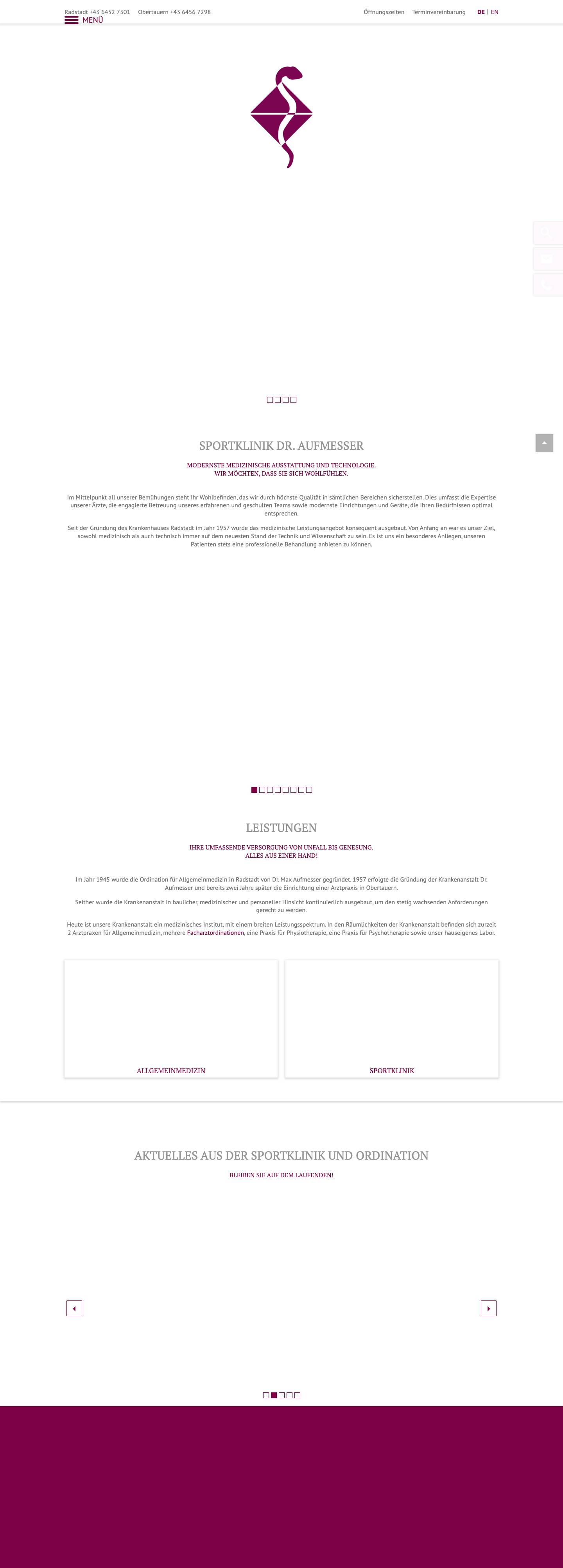 Startseite - Dr. Aufmesser Radstadt-Obertauern - Full Screenshot