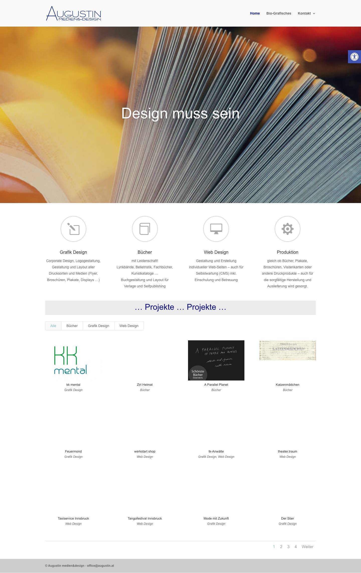 Augustin medien&design | Grafik-Design - Buchgestaltung - Web-DesignAccessibility ToolsIncrease TextDecrease TextGrayscaleHigh ContrastNegative ContrastLight BackgroundLinks UnderlineReadable FontReset - Full Screenshot