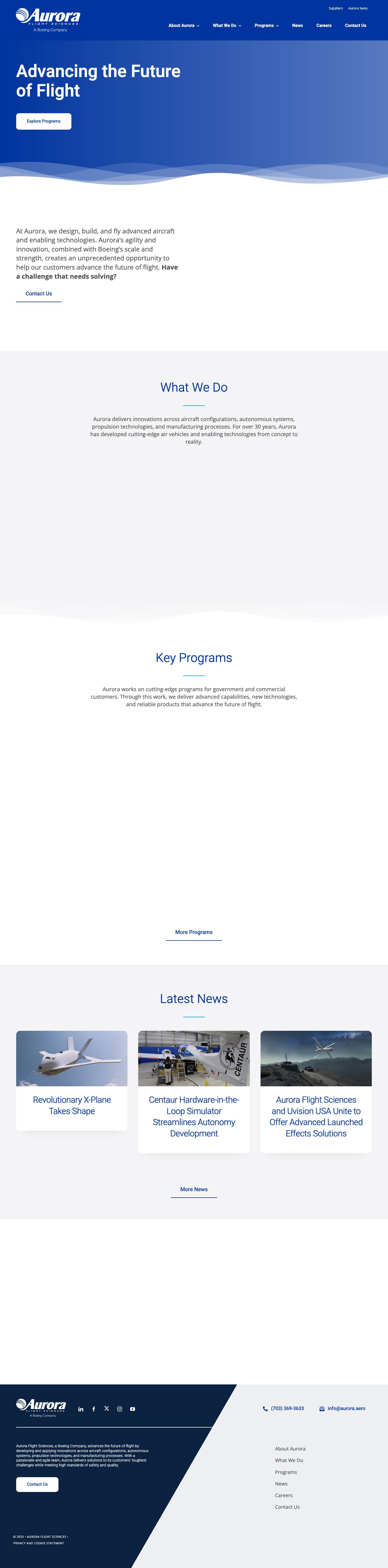 Home - Aurora Flight Sciences - Full Screenshot