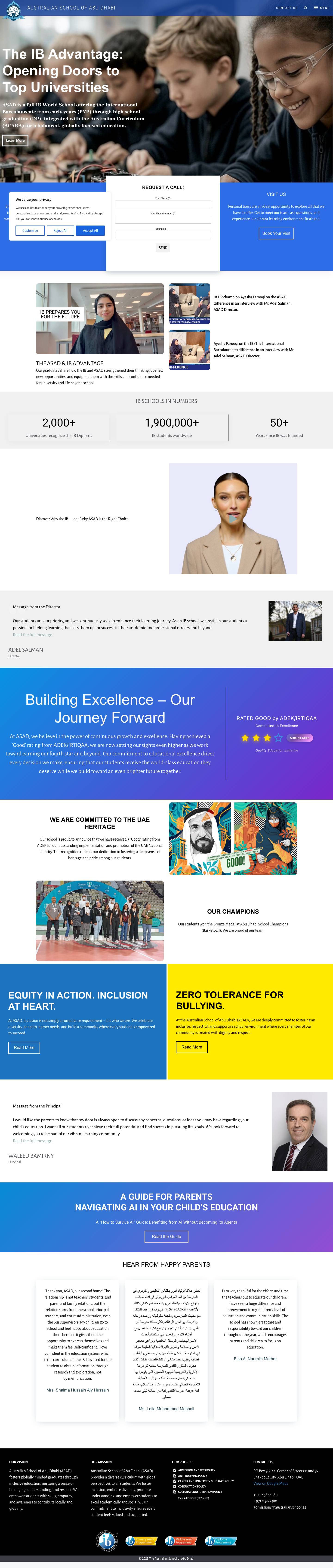 Australian School of Abu Dhabi – Affordable IB School in Abu Dhabi, KG, Primary, Secondary, High SchoolStar RatingASAD – Our Policies - Full Screenshot