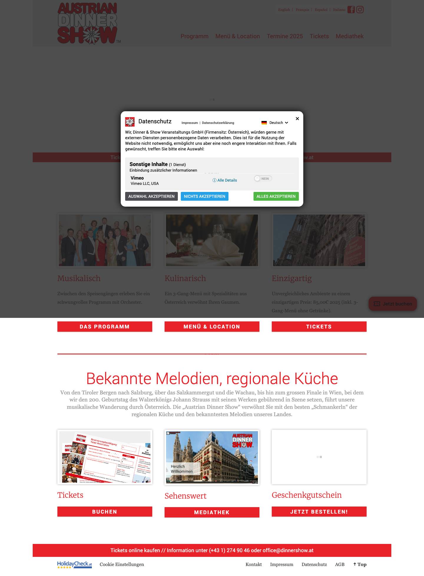 Austrian Dinner Show - Eine Reise durch Österreich - Full Screenshot