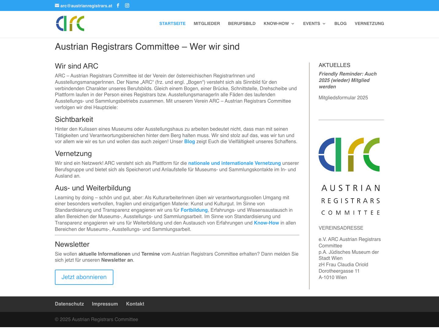 ARC - Austrian Registrars Committee - Full Screenshot