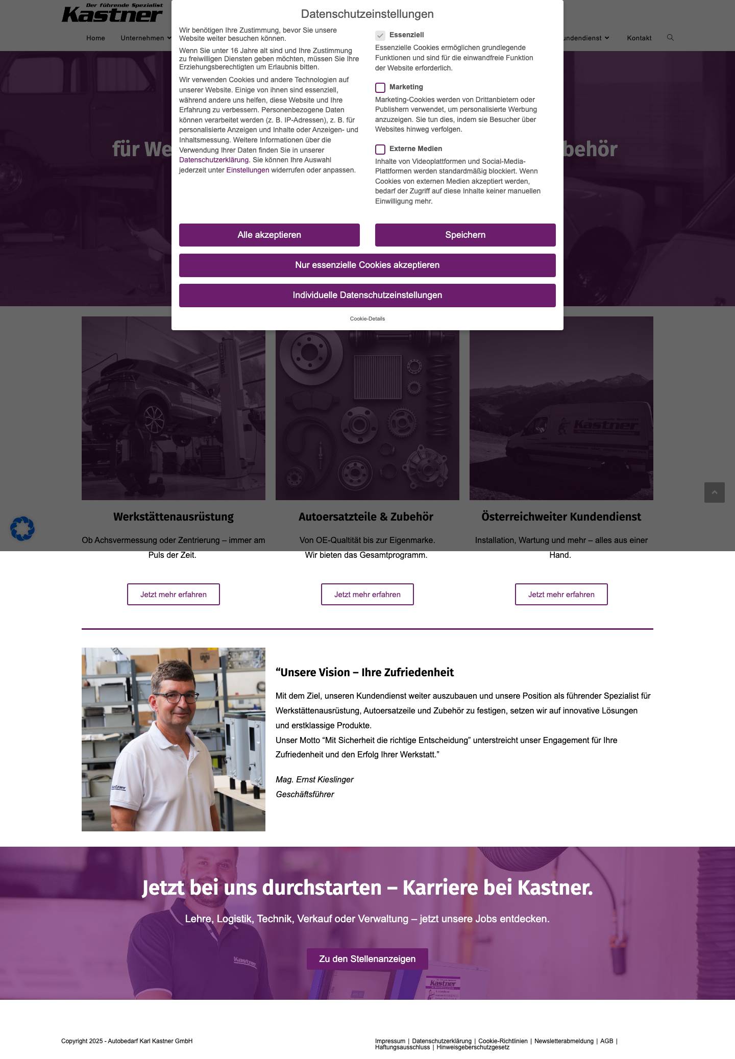 Werkstättenausrüstung & Autoersatzteile - Auto Kastner - Full Screenshot