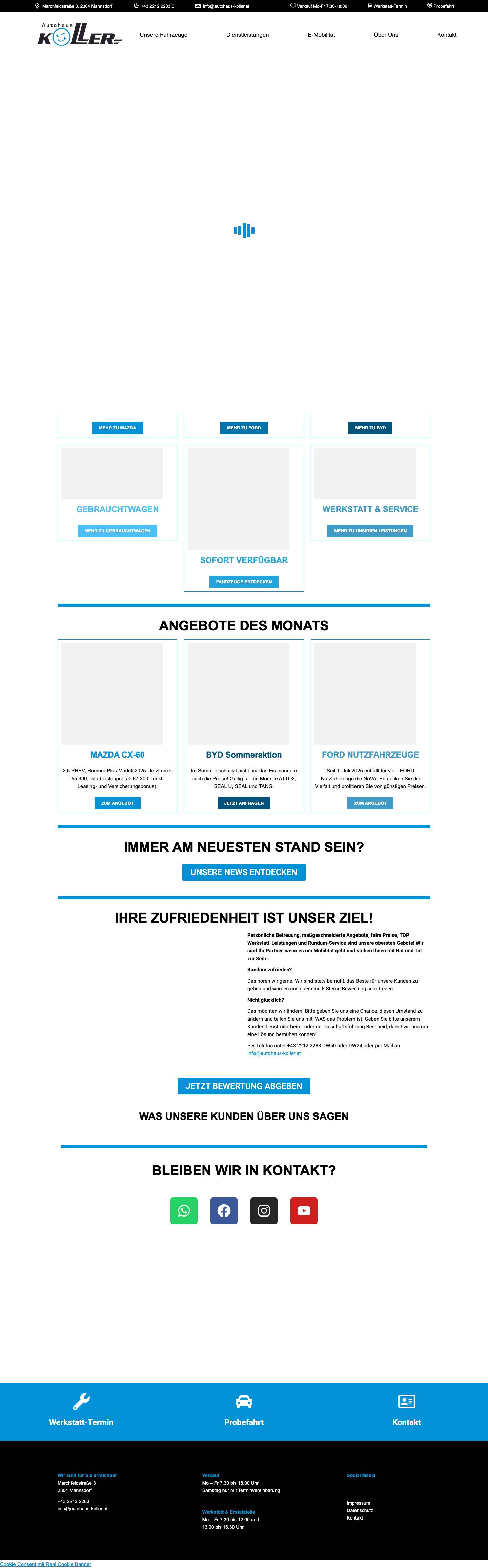 Autohaus Koller || 2304 Mannsdorf, Marchfeldstraße 3 – Mazda, BYD & Ford Händler - Full Screenshot