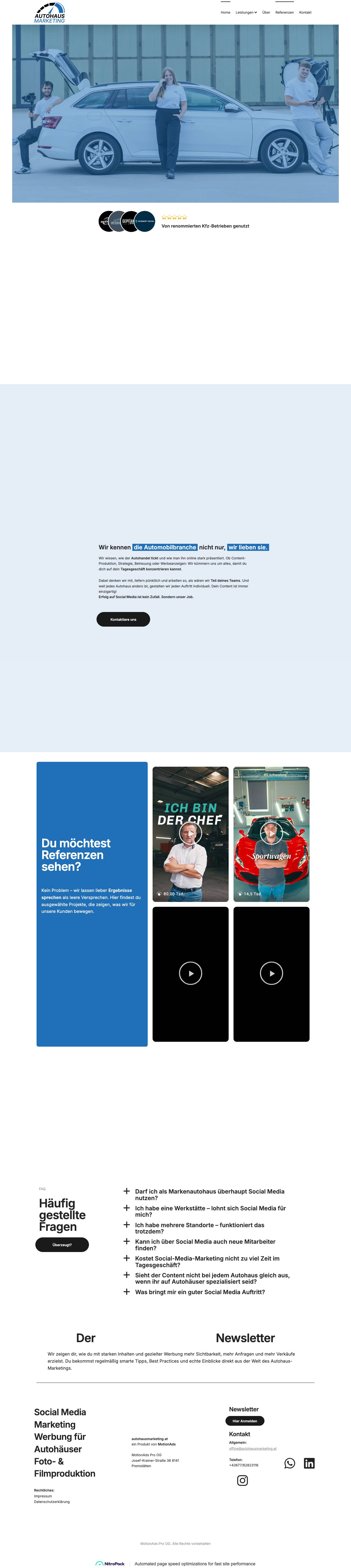 Social Media & Videoproduktion für Autohäuser in Österreich - Autohaus Marketing - Full Screenshot