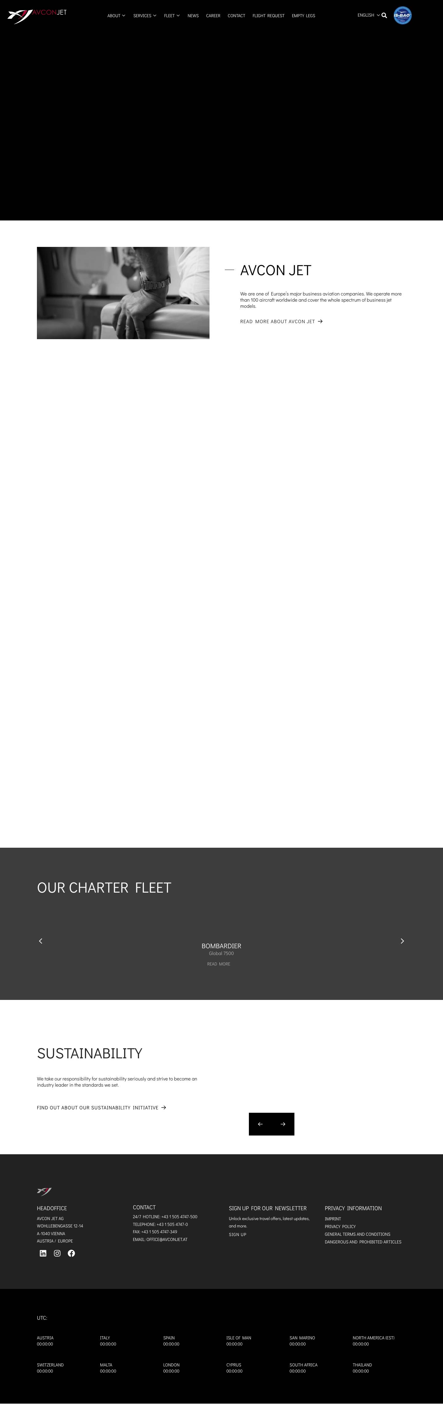 Global Jet Charter & Aircraft Management Services - Avcon Jet - Full Screenshot