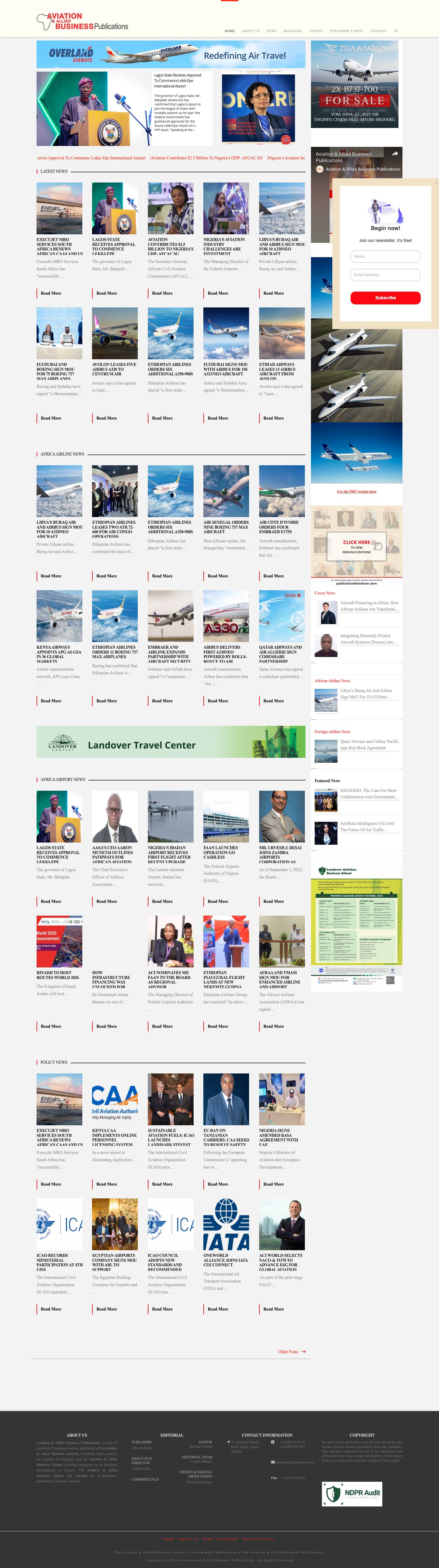 home - Aviation and Allied Business PublicationsLandover and Overland Airways - Full Screenshot