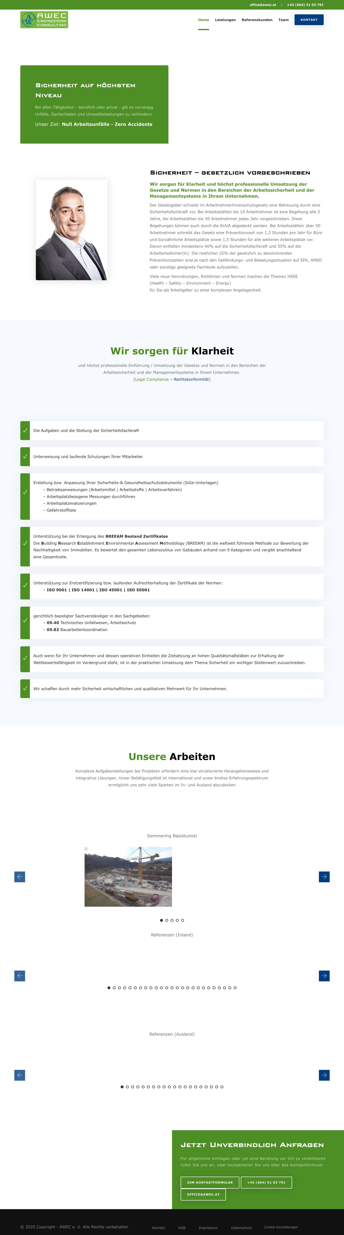 Sicherheit auf höchstem Niveau | AWEC - Dipl. Ing. Andreas Wessely : AWEC – Dipl. Ing. Andreas Wessely - Full Screenshot