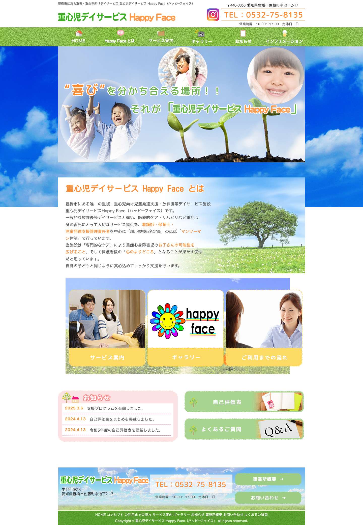 豊橋市にある重複・重心児向けデイサービス重心児デイサービス Happy Face（ハッピーフェイス） - Full Screenshot