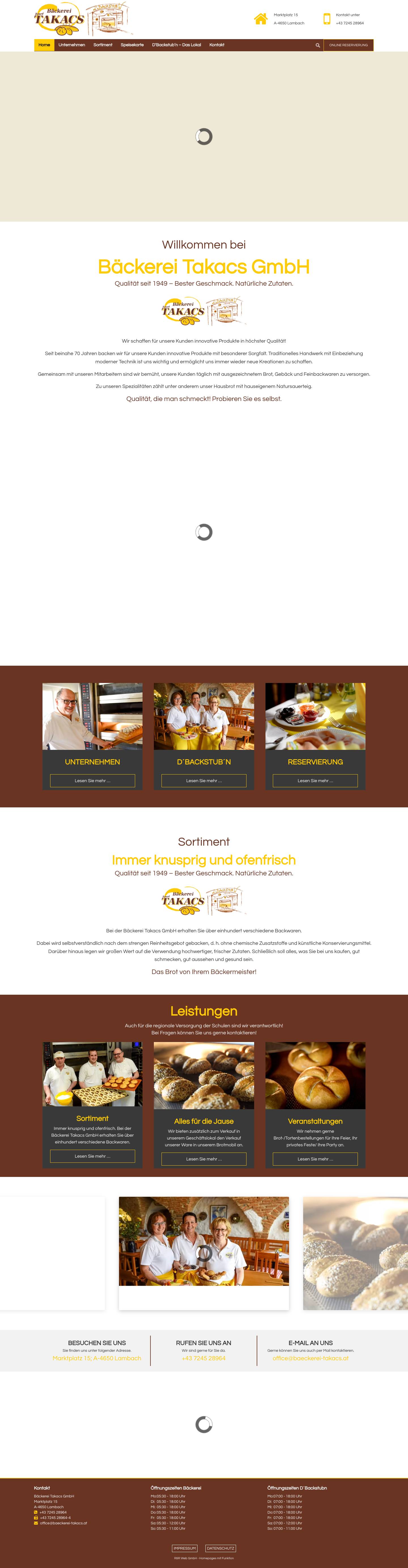 Home - Bäckerei Takacs GmbH - D´Brotstubn in LambachBäckerei Takacs GmbH - D´Brotstubn in Lambach - Full Screenshot