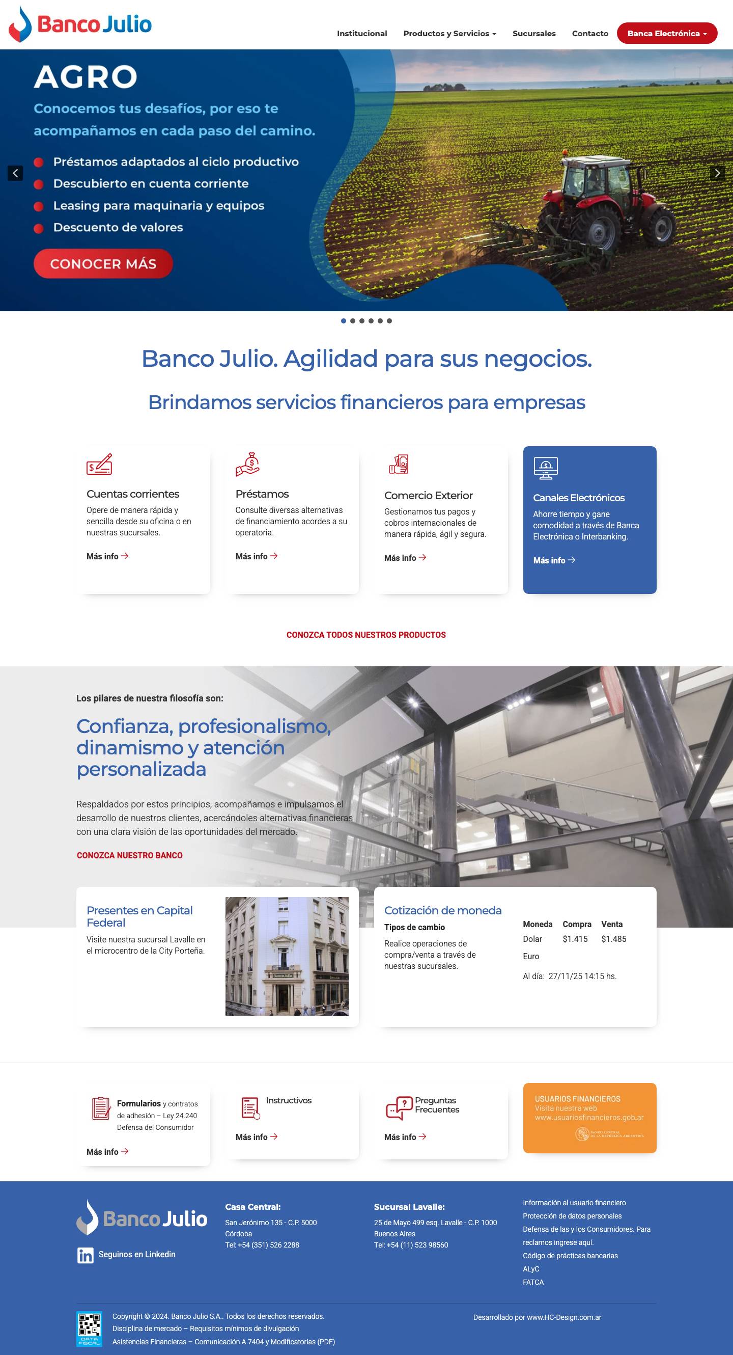 Banco Julio | Agilidad para sus Negocios - Full Screenshot