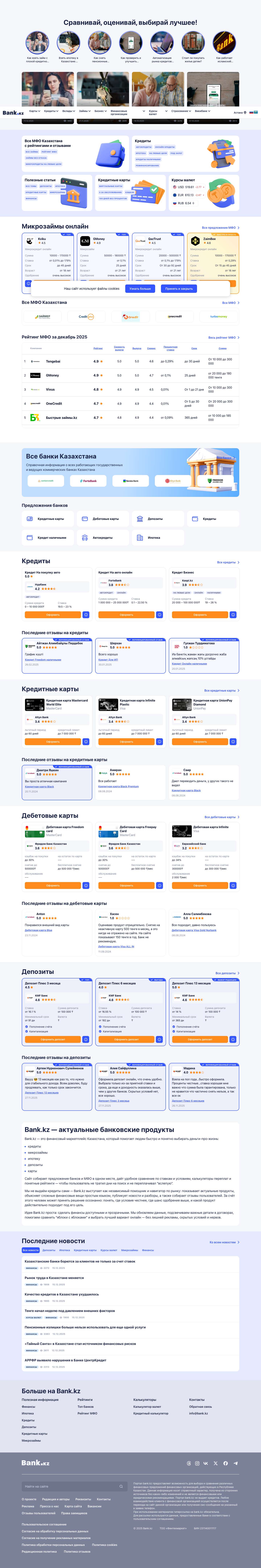 BANK.KZ - Финансовый Маркетплейс Республики Казахстан. Кредиты, займы, ипотека, вклады, вся информация о банках и продуктах в Казахстане - Full Screenshot