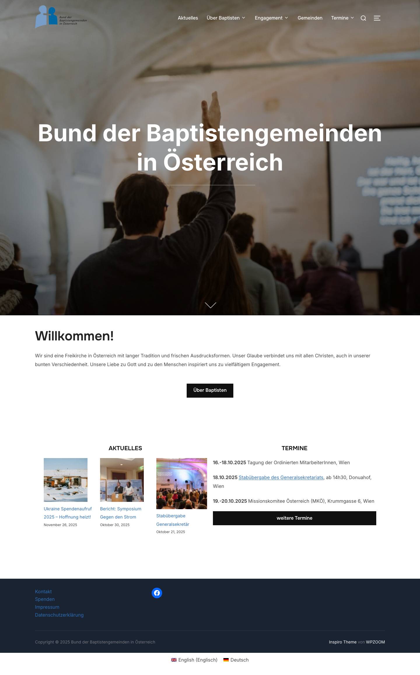 Willkommen! - Bund der Baptistengemeinden in Österreich - Full Screenshot