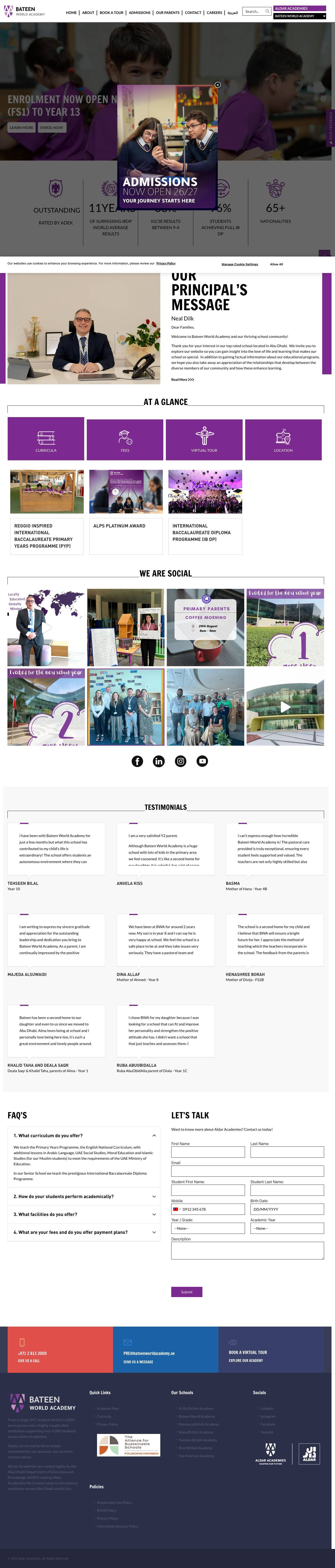 Bateen World Academy Abu Dhabi | Top Rated Schools in Abu Dhabi - Full Screenshot