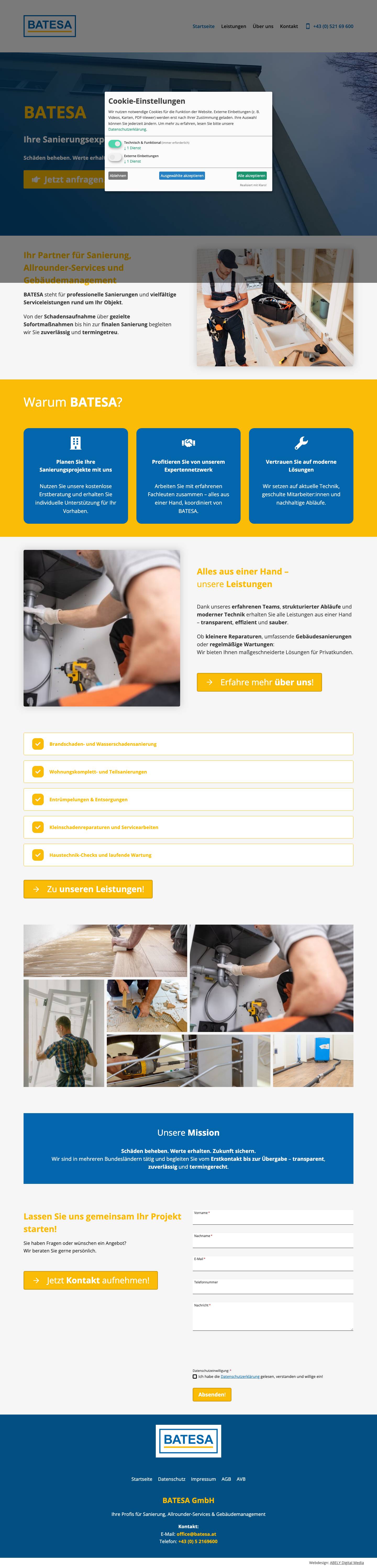 BATESA GmbH – Meisterbetrieb für Sanierung & BauleistungenPhoneToggle Menu - Full Screenshot