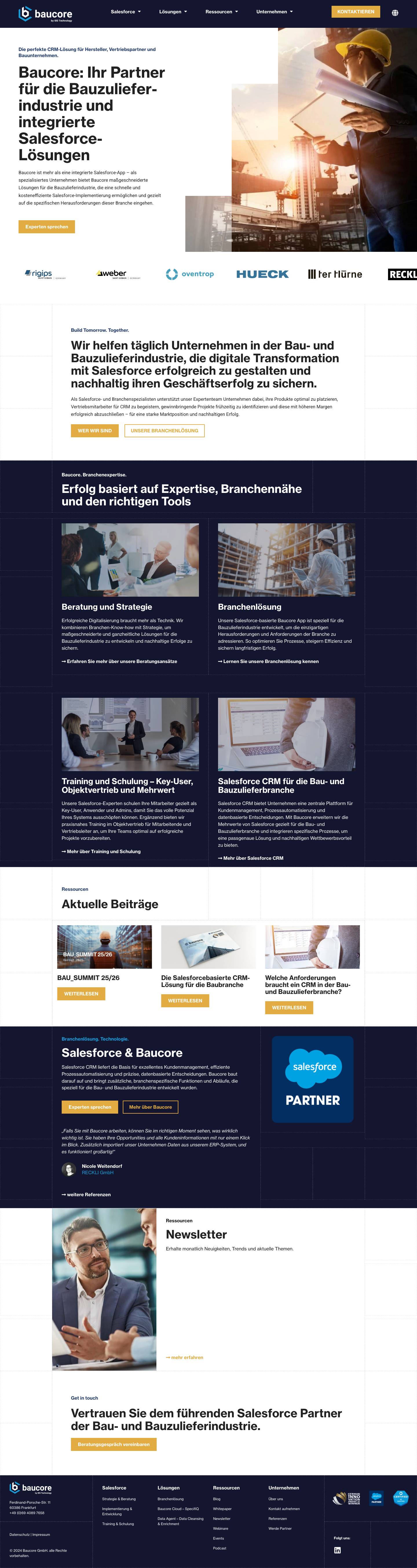 Baucore: Ihr Partner für die Bauzulieferindustrie und integrierte Salesforce-Lösungen - - Full Screenshot