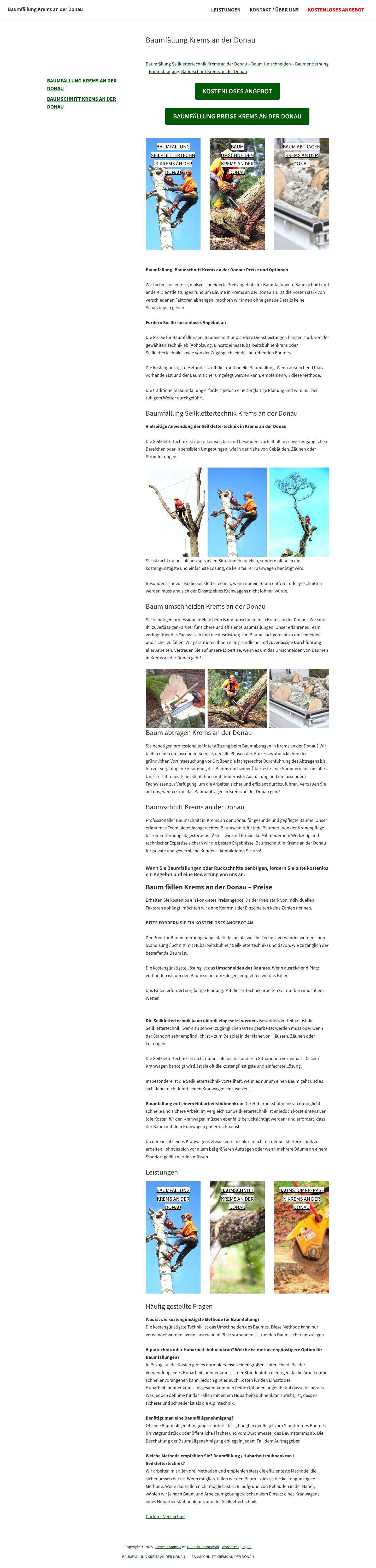 Baum fällen Krems an der Donau | Baumfällen mit Grünschnittentsorgung - Full Screenshot