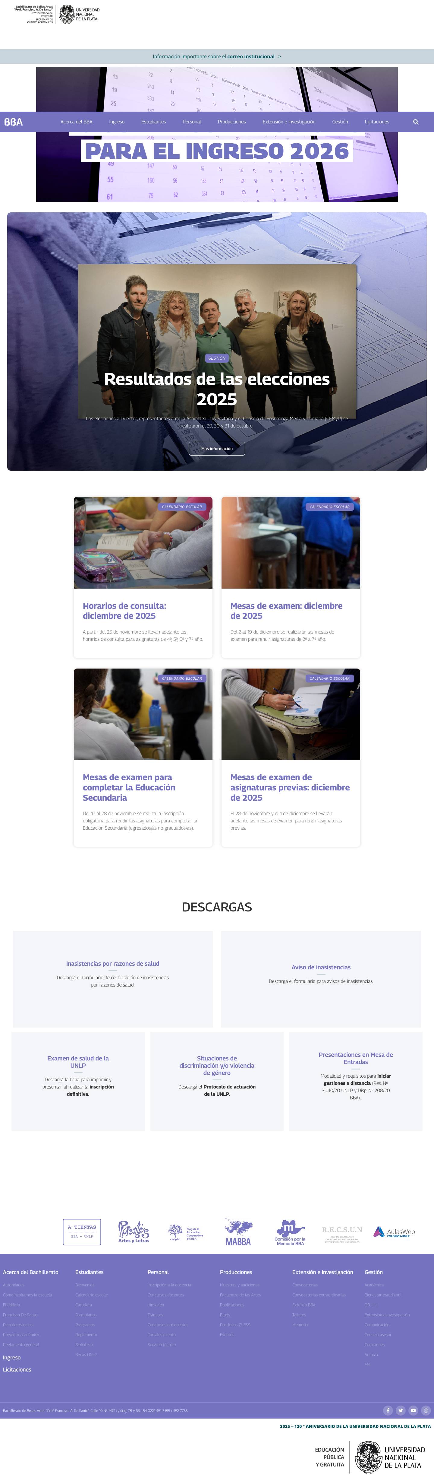 Bachillerato de Bellas Artes UNLP - Full Screenshot