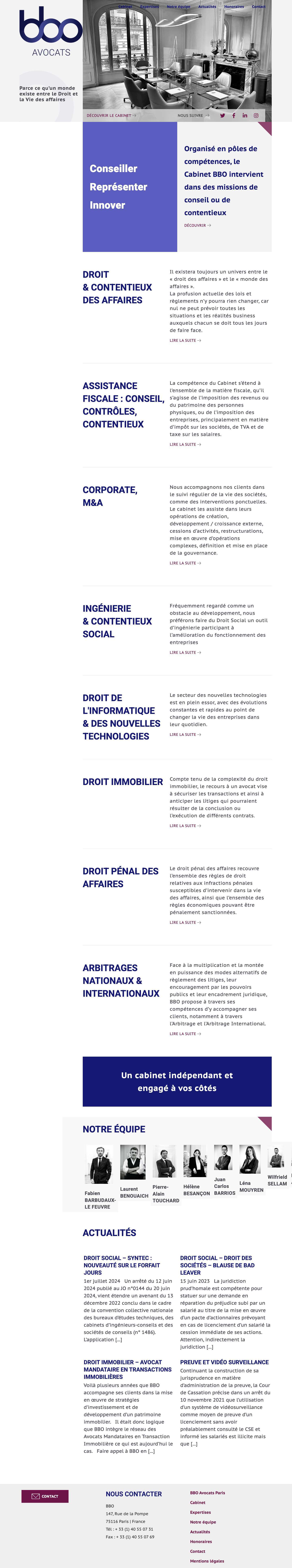 Société d'avocats BBO à Paris - Droits des affaires - Full Screenshot