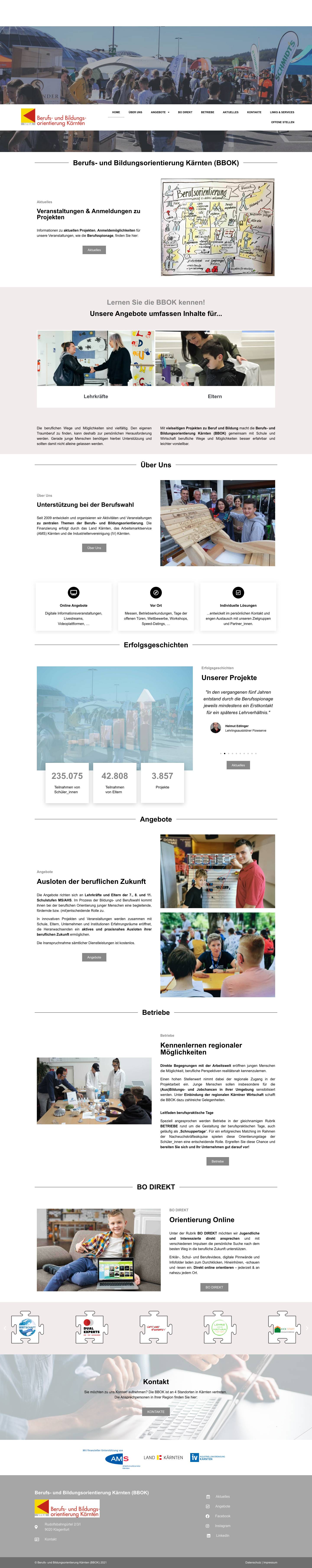 Berufs-und Bildungsorientierung Kärnten - bbok.at - Full Screenshot