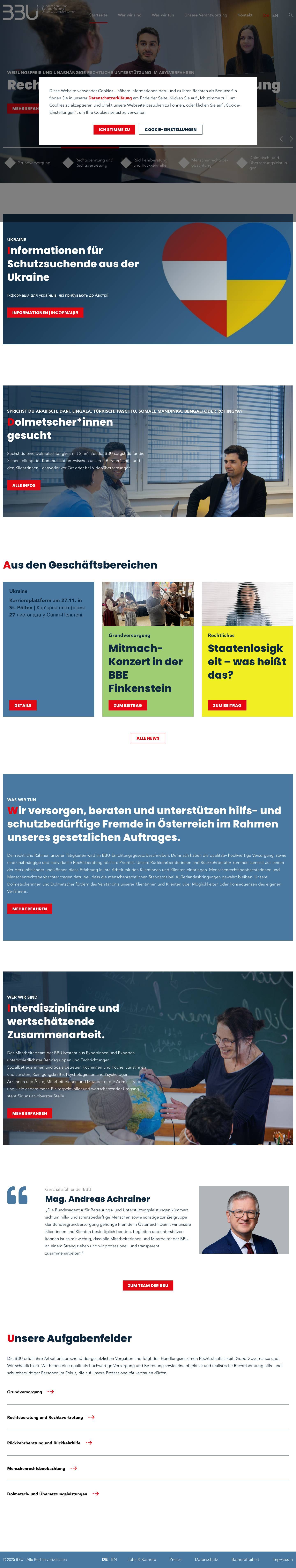 BBU GmbH - Versorgung, Beratung und Unterstützung Schutzsuchender - Full Screenshot