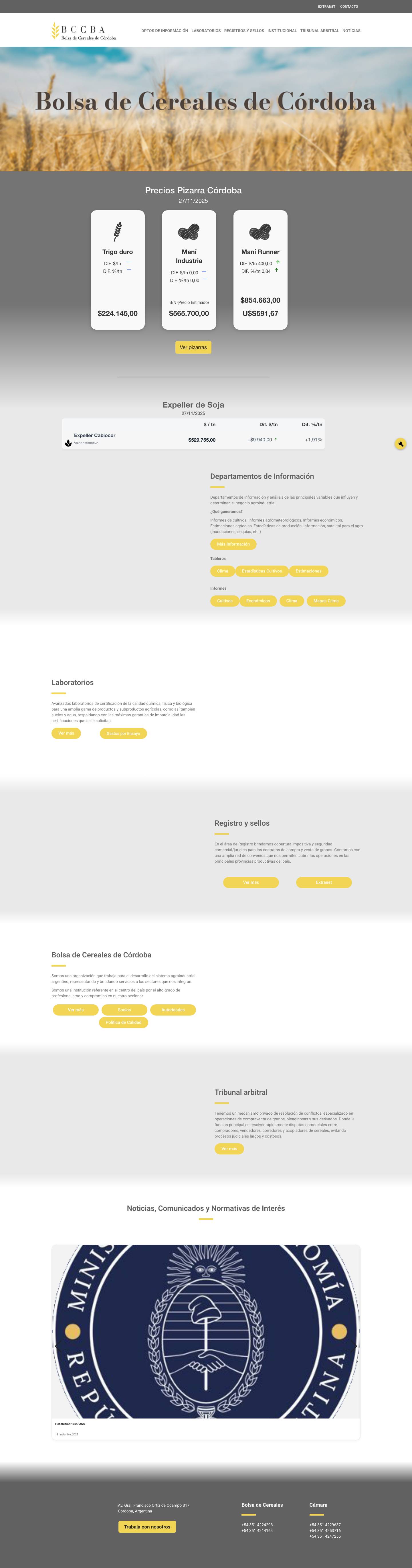 BCCBA – Bolsa de Cereales de Córdoba - Full Screenshot