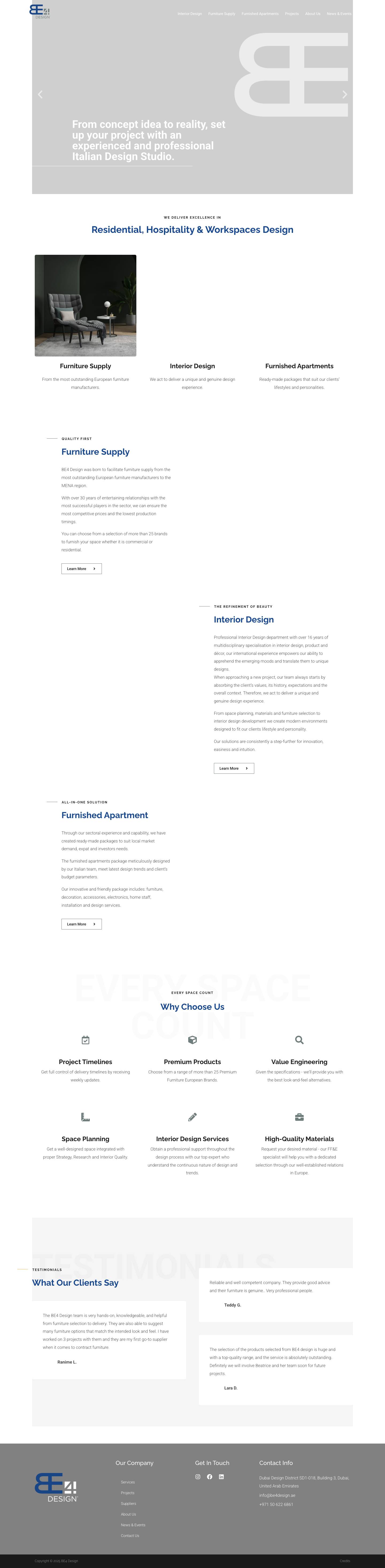 Premium Hospitality, Office & Residential Furniture | BE4 Design - Full Screenshot