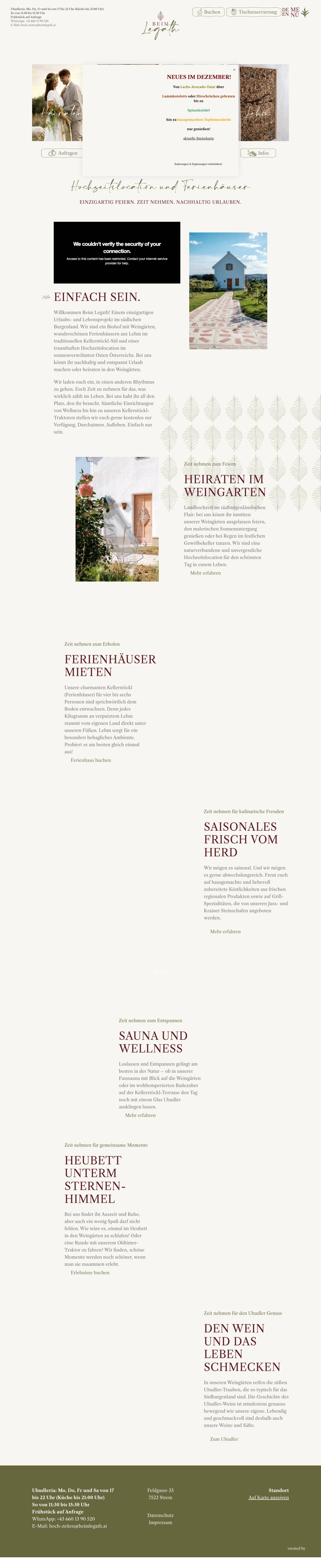 Beim Legath | Ferienhaus und Hochzeitslocation | Burgenland - Full Screenshot