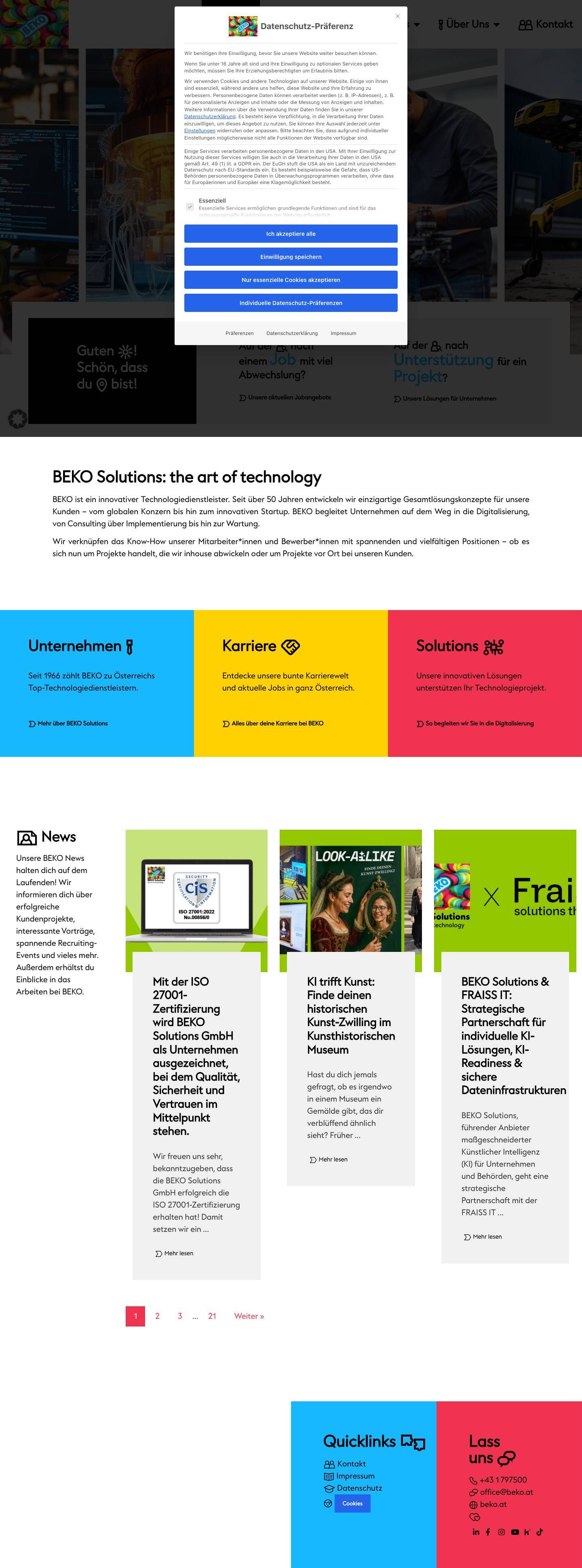 Willkommen bei BEKO Solutions: the art of technology - Full Screenshot