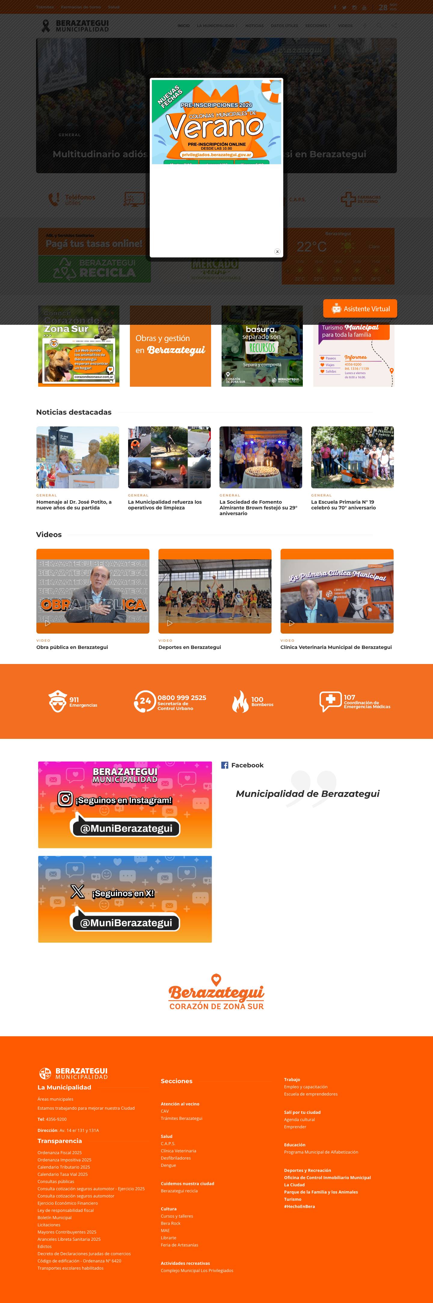 Municipalidad de Berazategui – Sitio Oficial de la Municipalidad de Berazategui - Full Screenshot