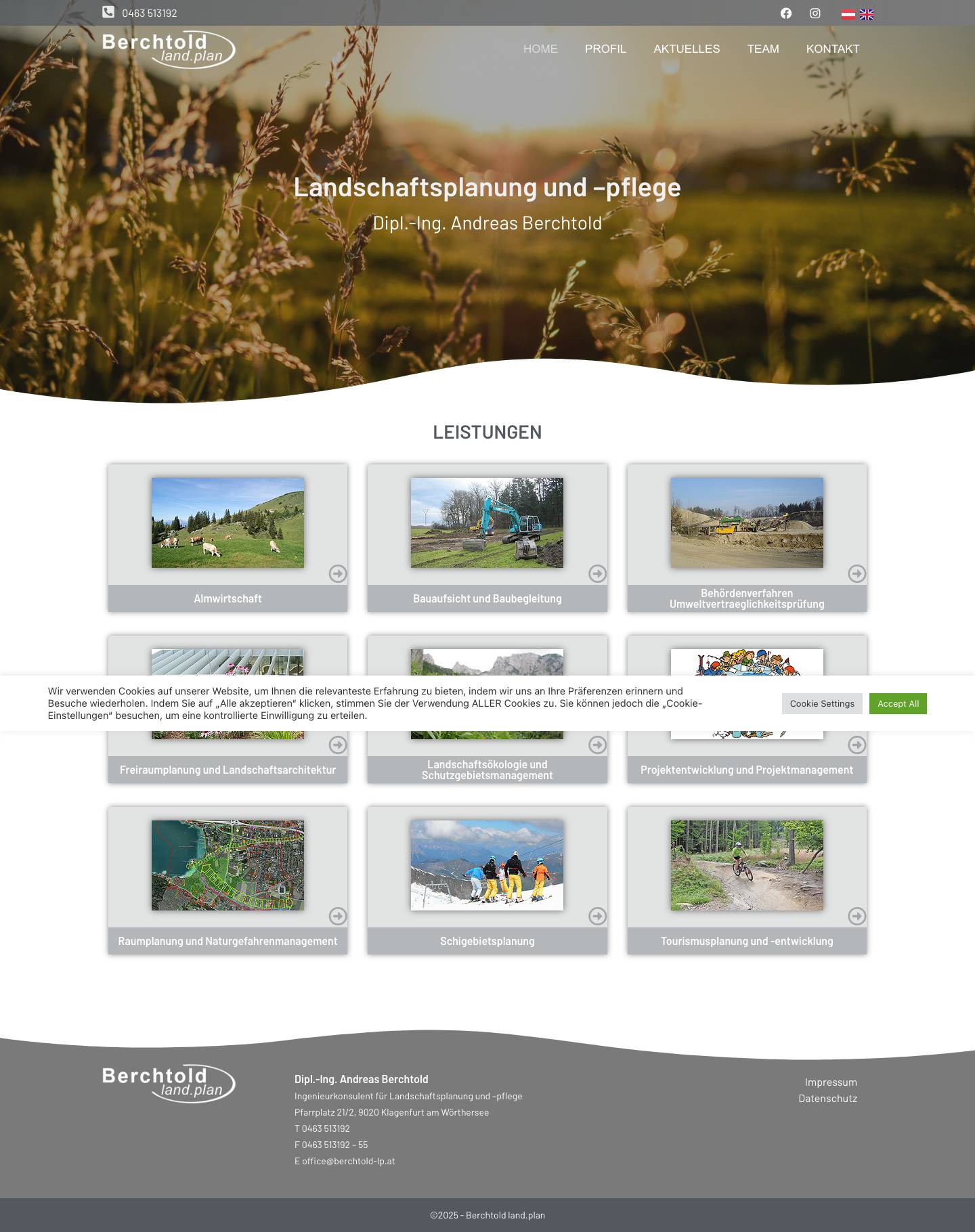 Berchtold land.plan – Ingenieurkonsulent für Landschaftsplanung und –pflege - Full Screenshot