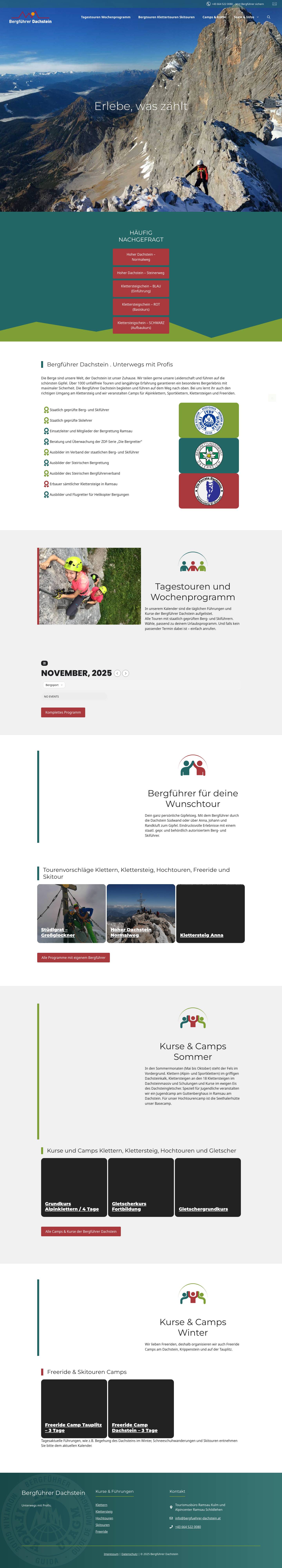 Bergführer Dachstein, Klettern, Klettersteig, Kurse und Camps - Full Screenshot