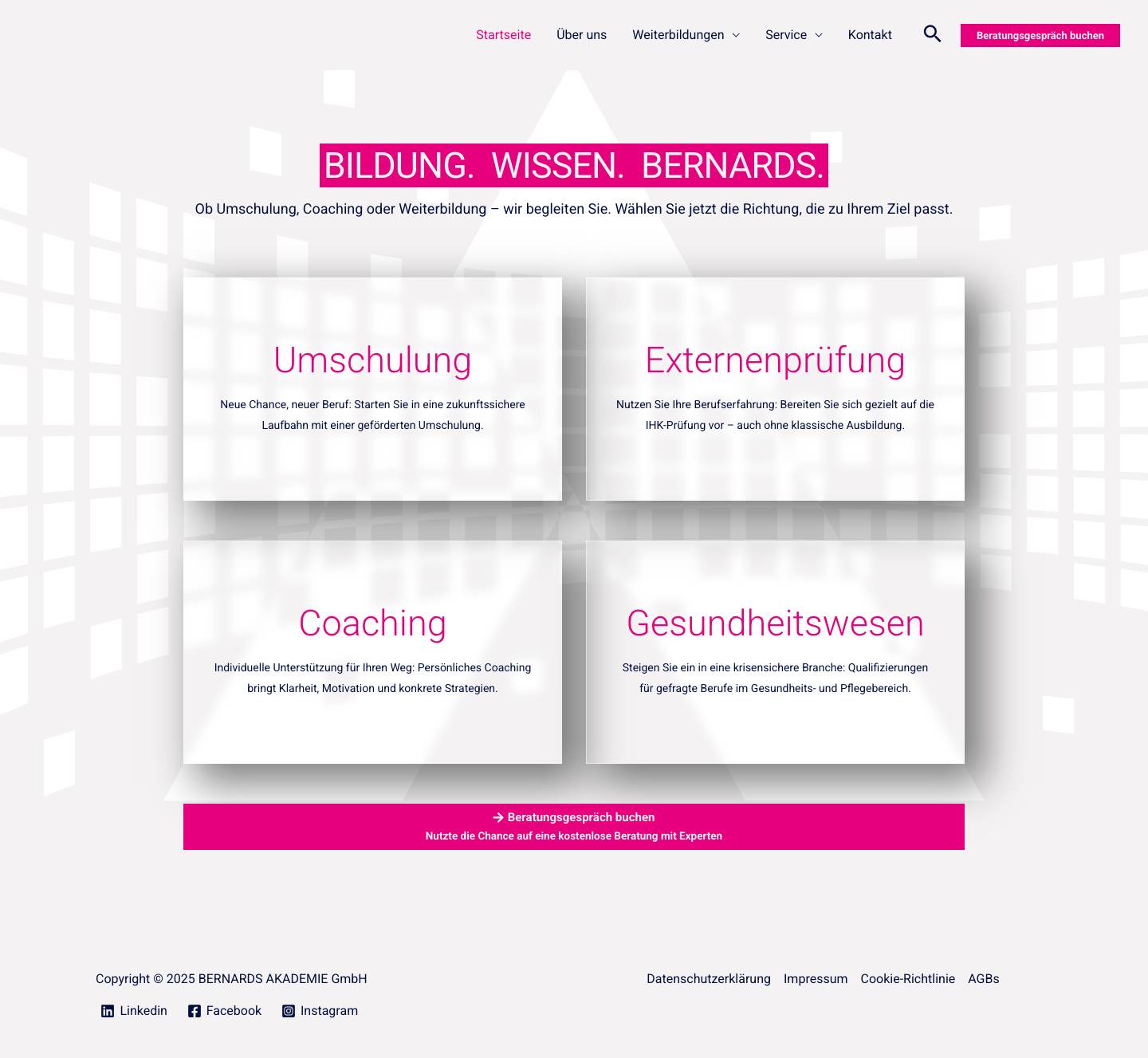BERNARDS AKADEMIE GmbH - Erfolgreich Weiterbilden - Full Screenshot
