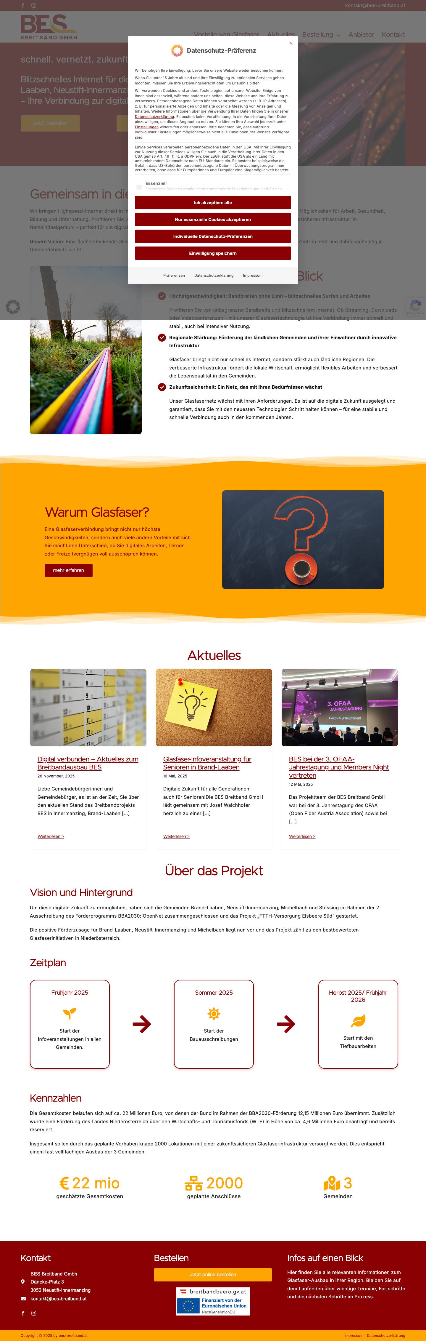 Startseite - BES Breitband GmbH - Full Screenshot