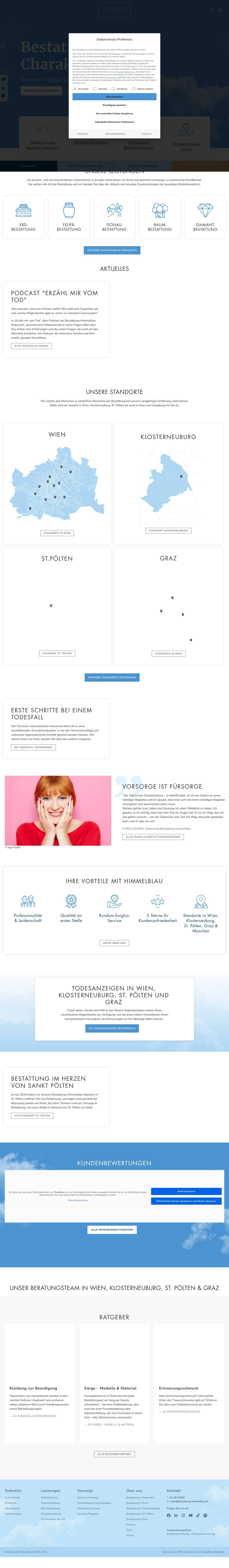 Bestattung Himmelblau | 17 Mal in Österreich - Full Screenshot