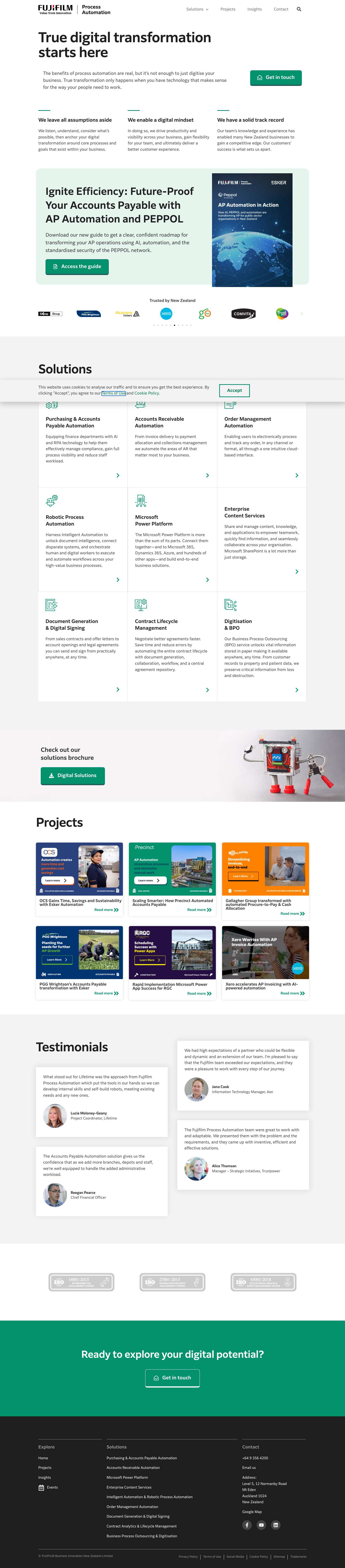 FUJIFILM Process Automation | Transforming Kiwi Businesses - Full Screenshot