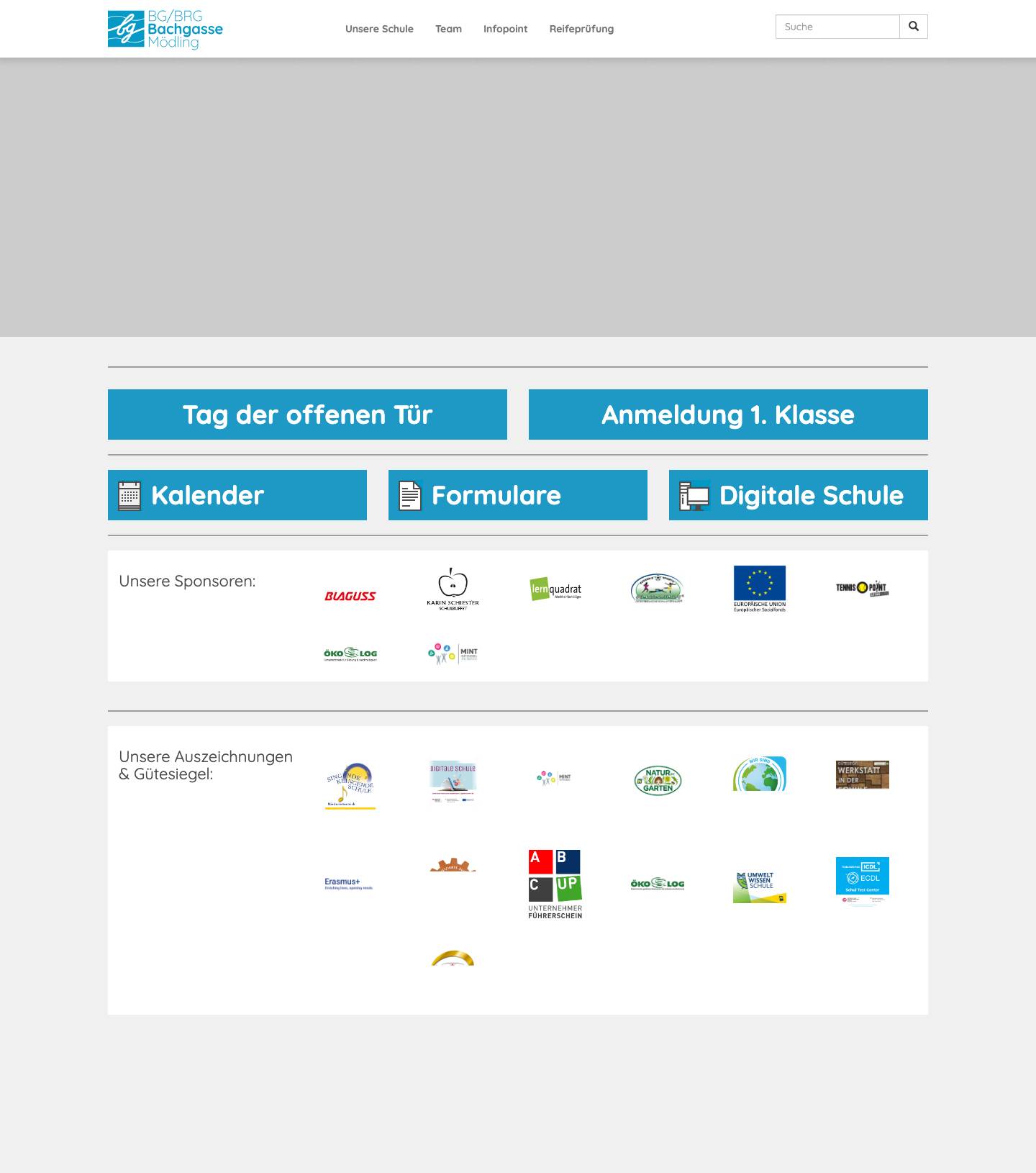 BG/BRG Bachgasse Mödling - Homepage - Full Screenshot