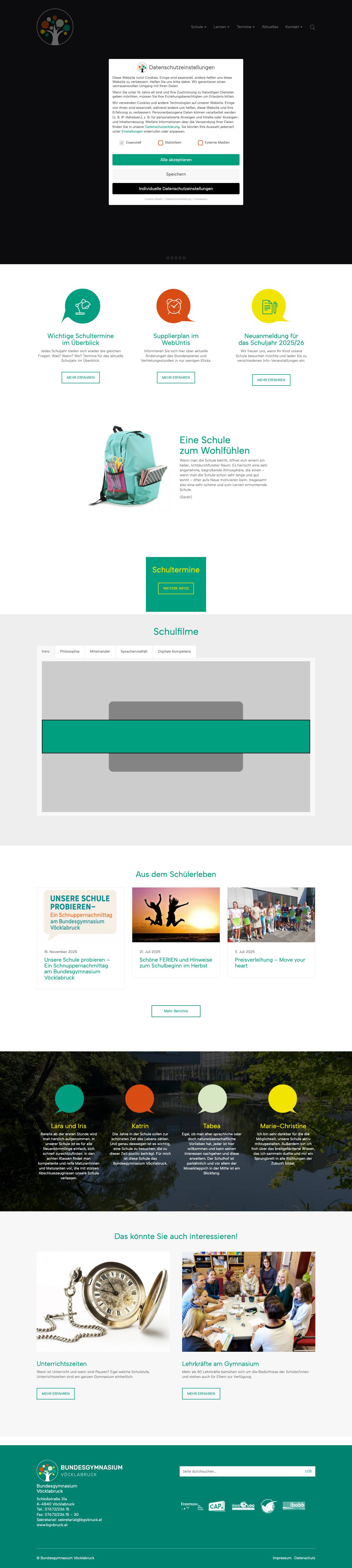 Bundesgymnasium Vöcklabruck – Wir eröffnen individuelle Bildungswege - Full Screenshot